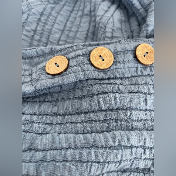 Soft Surroundings Goldie Blue Tunic Blouse XL Stretch Crinkle Button Back Top - Picture 6 of 9